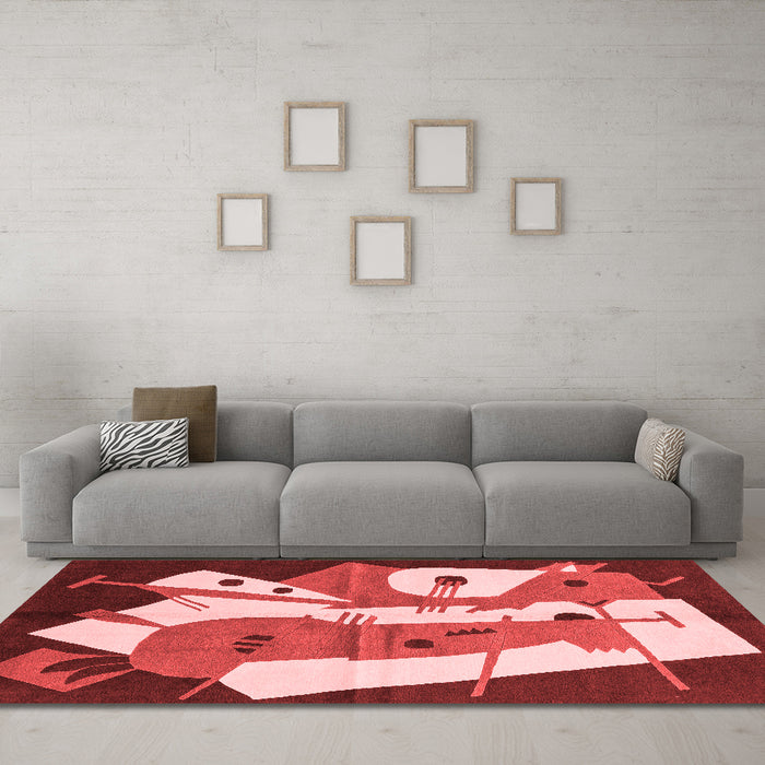 Modern Red Washable Rugs