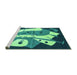 Sideview of Machine Washable Abstract Turquoise Modern Area Rugs, wshabs3145turq