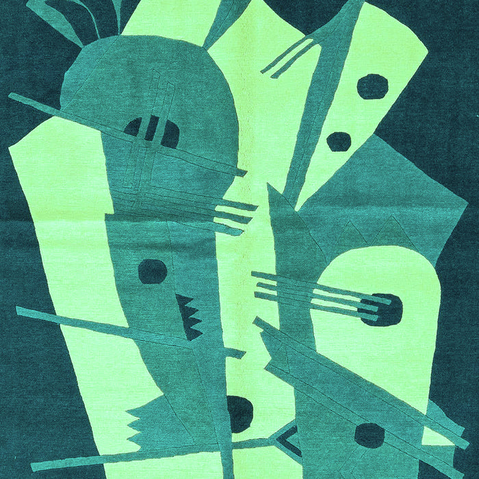 Machine Washable Abstract Turquoise Modern Area Rugs, wshabs3145turq