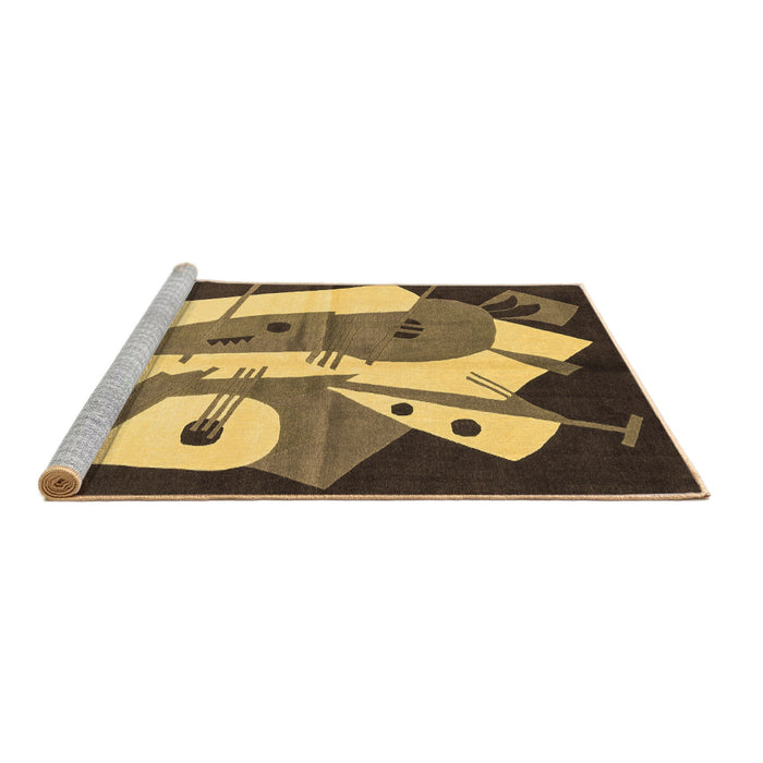 Sideview of Machine Washable Abstract Brown Modern Rug, wshabs3145brn