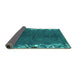 Sideview of Abstract Turquoise Modern Rug, abs3146turq