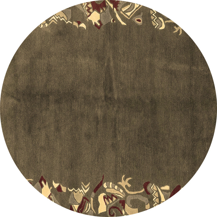 Round Machine Washable Abstract Brown Modern Rug, wshabs3146brn