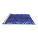 Sideview of Machine Washable Abstract Blue Modern Rug, wshabs3146blu