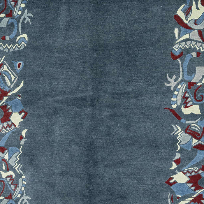 Machine Washable Abstract Dark Blue Grey Blue Rug, wshabs3146