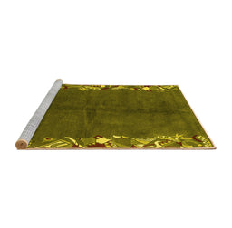 Sideview of Machine Washable Abstract Yellow Modern Rug, wshabs3146yw