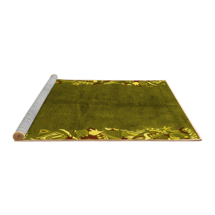 Sideview of Machine Washable Abstract Yellow Modern Rug, wshabs3146yw