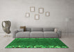 Machine Washable Abstract Green Modern Area Rugs in a Living Room,, wshabs3146grn