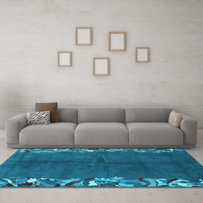 Machine Washable Abstract Light Blue Modern Rug in a Living Room, wshabs3146lblu
