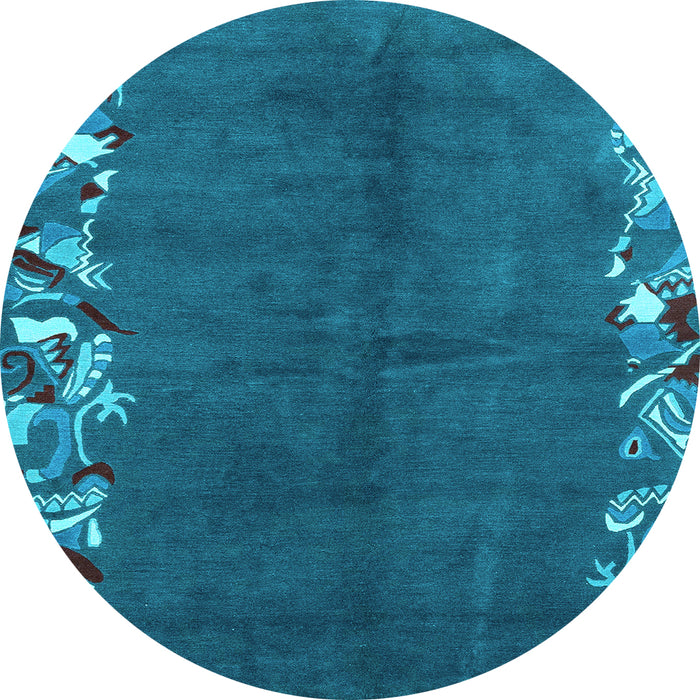 Round Machine Washable Abstract Light Blue Modern Rug, wshabs3146lblu