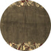 Round Abstract Brown Modern Rug, abs3146brn