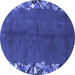 Round Abstract Blue Modern Rug, abs3146blu