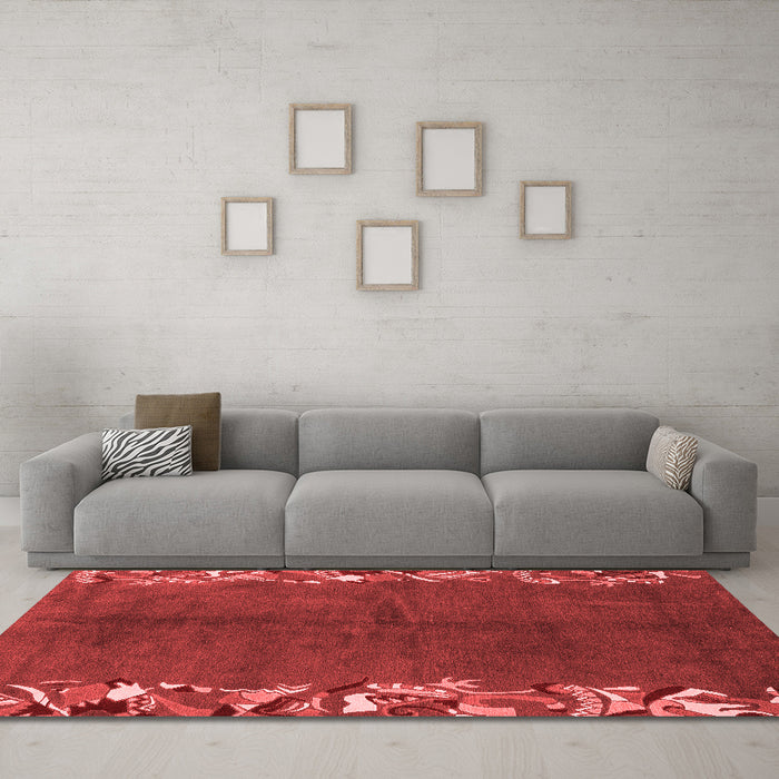 Modern Red Washable Rugs