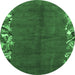 Round Abstract Emerald Green Modern Rug, abs3146emgrn