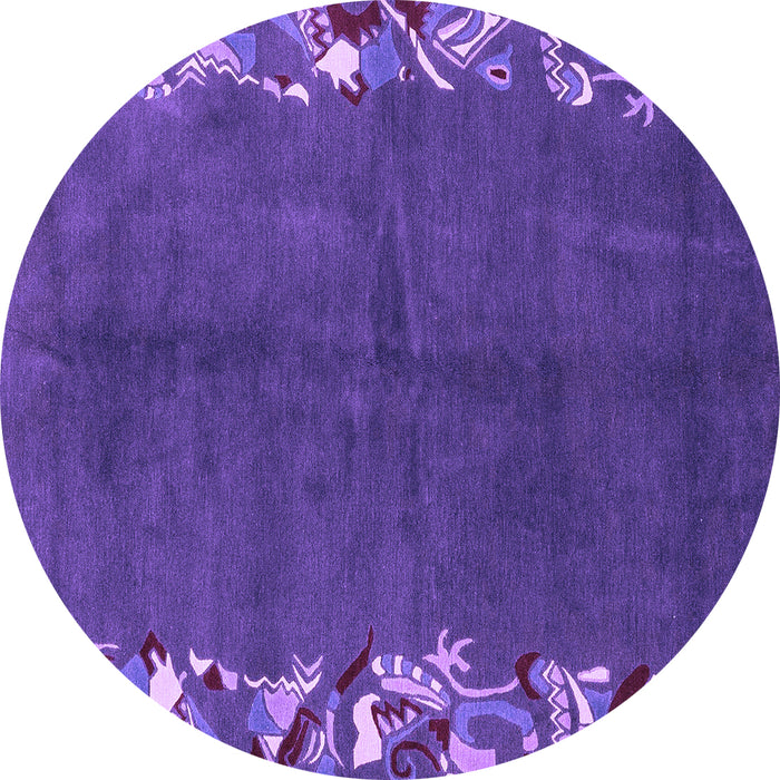 Round Abstract Purple Modern Rug, abs3146pur