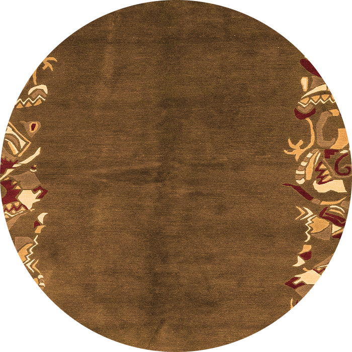 Round Abstract Orange Modern Rug, abs3146org