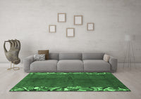 Machine Washable Abstract Emerald Green Modern Rug, wshabs3146emgrn