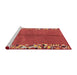 Sideview of Machine Washable Abstract Red Rug, wshabs3147