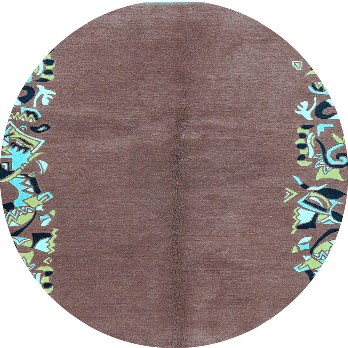 Round Machine Washable Abstract Light Blue Modern Rug, wshabs3147lblu