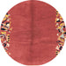 Round Abstract Red Modern Rug, abs3147