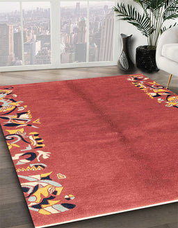 Abstract Red Modern Rug in Family Room, abs3147