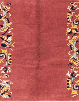 Machine Washable Abstract Red Rug, wshabs3147