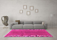 Machine Washable Abstract Pink Modern Rug, wshabs3147pnk