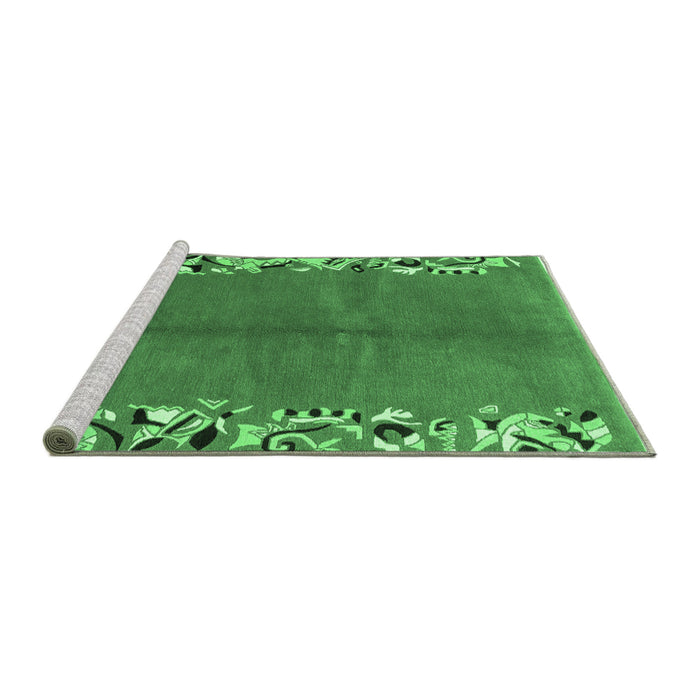 Sideview of Machine Washable Abstract Emerald Green Modern Area Rugs, wshabs3147emgrn