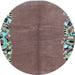 Round Abstract Light Blue Modern Rug, abs3147lblu