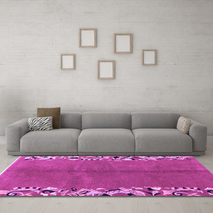 Machine Washable Abstract Purple Modern Area Rugs in a Living Room, wshabs3147pur