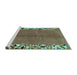 Sideview of Machine Washable Abstract Turquoise Modern Area Rugs, wshabs3147turq