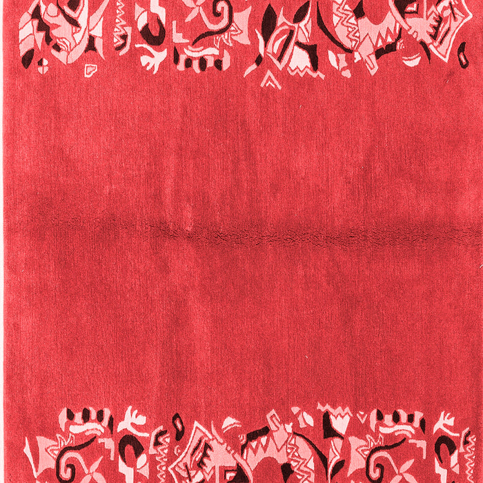 Machine Washable Abstract Red Modern Rug, wshabs3147red