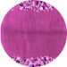 Round Machine Washable Abstract Purple Modern Area Rugs, wshabs3147pur