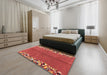 Abstract Red Modern Rug in a Bedroom, abs3147