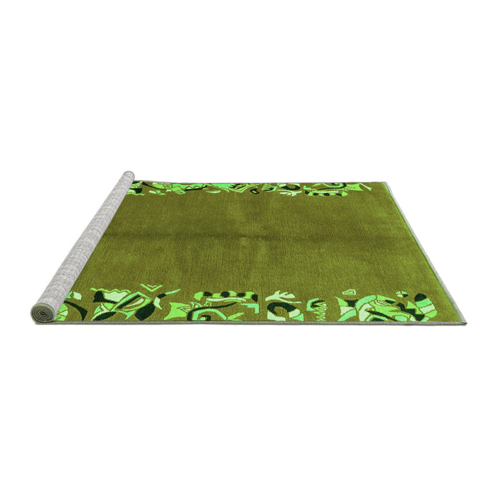 Sideview of Machine Washable Abstract Green Modern Area Rugs, wshabs3147grn