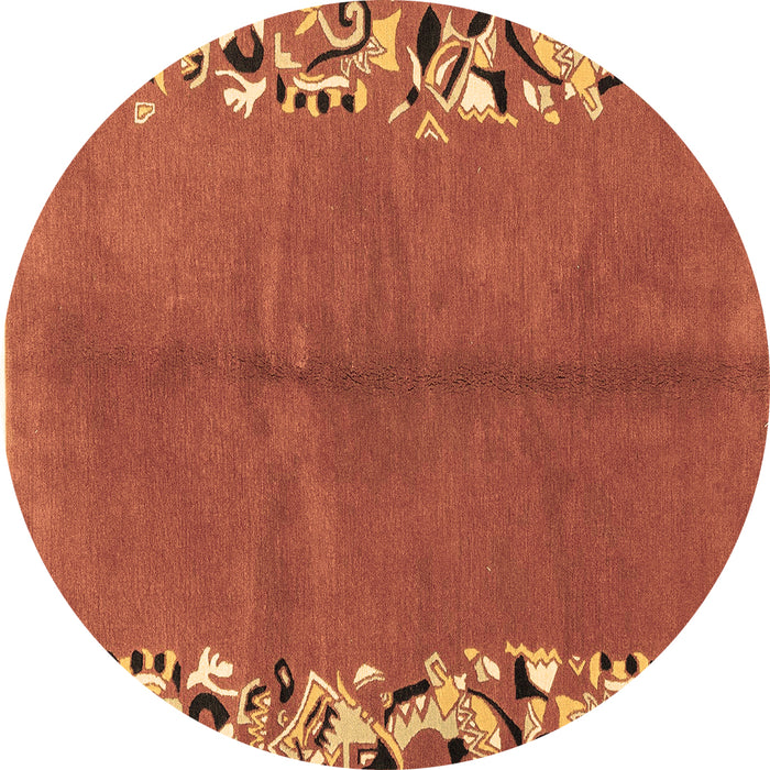 Round Abstract Brown Modern Rug, abs3147brn