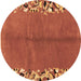 Round Abstract Brown Modern Rug, abs3147brn