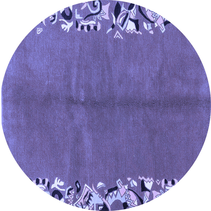 Round Machine Washable Abstract Blue Modern Rug, wshabs3147blu
