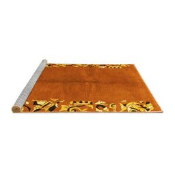 Sideview of Machine Washable Abstract Yellow Modern Rug, wshabs3147yw