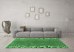 Machine Washable Abstract Emerald Green Modern Area Rugs in a Living Room,, wshabs3147emgrn