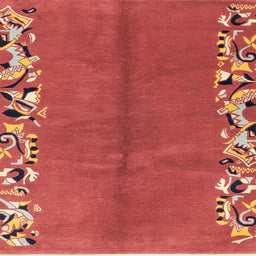 Square Machine Washable Abstract Red Rug, wshabs3147