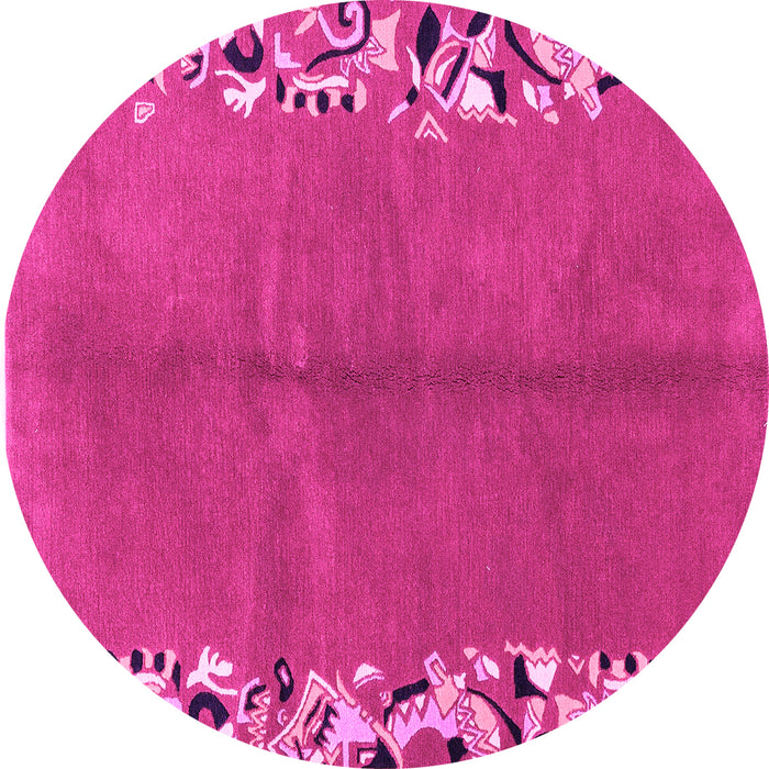 Round Abstract Pink Modern Rug, abs3147pnk