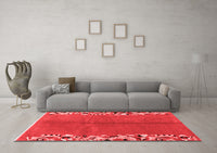 Machine Washable Abstract Red Modern Rug, wshabs3147red