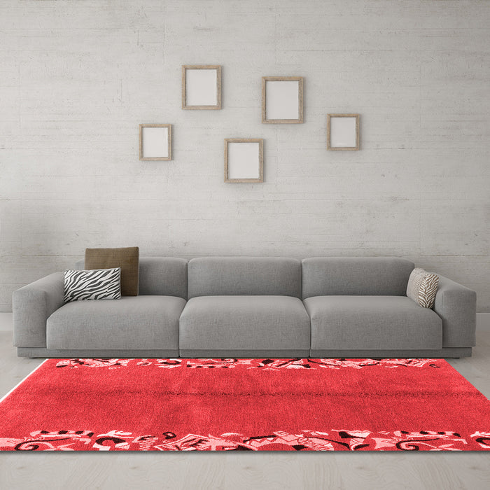 Modern Red Washable Rugs