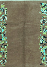 Abstract Turquoise Modern Rug, abs3147turq