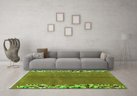 Machine Washable Abstract Green Modern Rug, wshabs3147grn