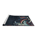 Sideview of Machine Washable Abstract Blue Moss Green Rug, wshabs3148