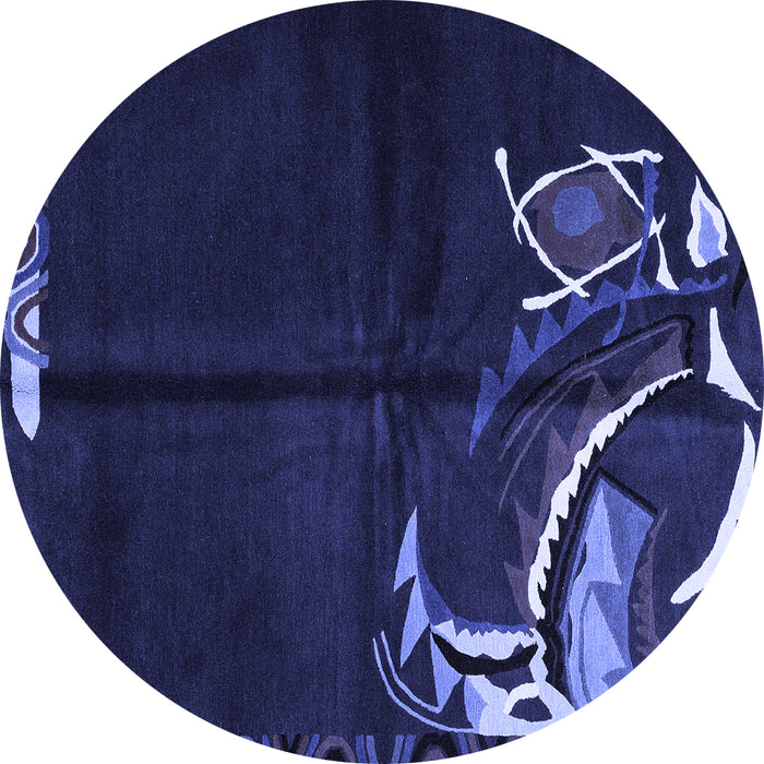 Round Abstract Blue Modern Rug, abs3148blu