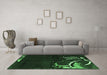 Machine Washable Abstract Emerald Green Modern Area Rugs in a Living Room,, wshabs3148emgrn