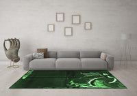 Machine Washable Abstract Emerald Green Modern Rug, wshabs3148emgrn