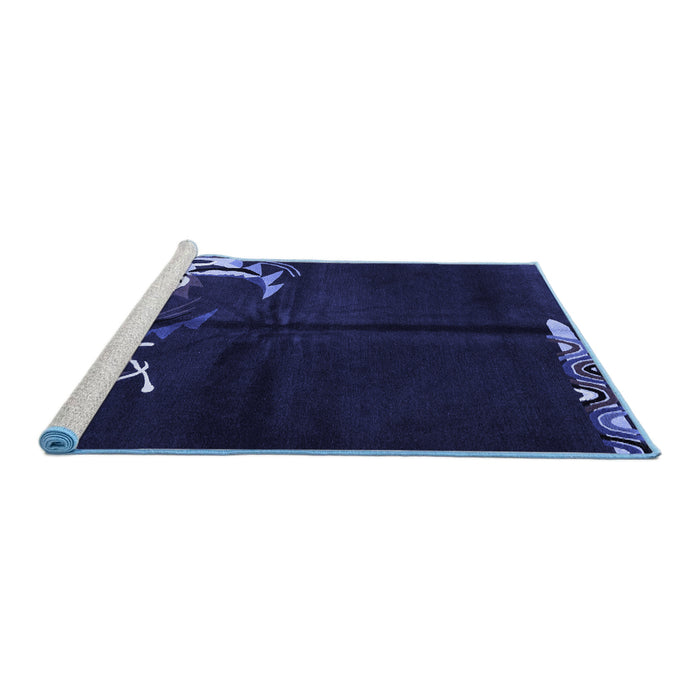 Sideview of Machine Washable Abstract Blue Modern Rug, wshabs3148blu